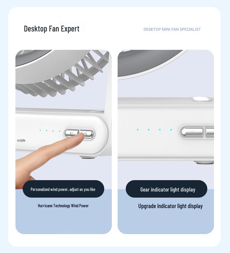 Compact Wall-Mountable Smart Desktop Fan with Timer and Voice Control