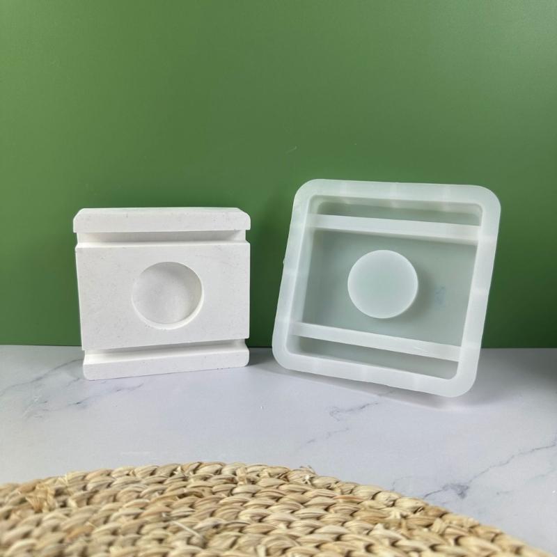 Square Candlestick Molds Single Hole Candle Holder Molds for DIY Tealight Candle Holder Candlestick Room Decorations