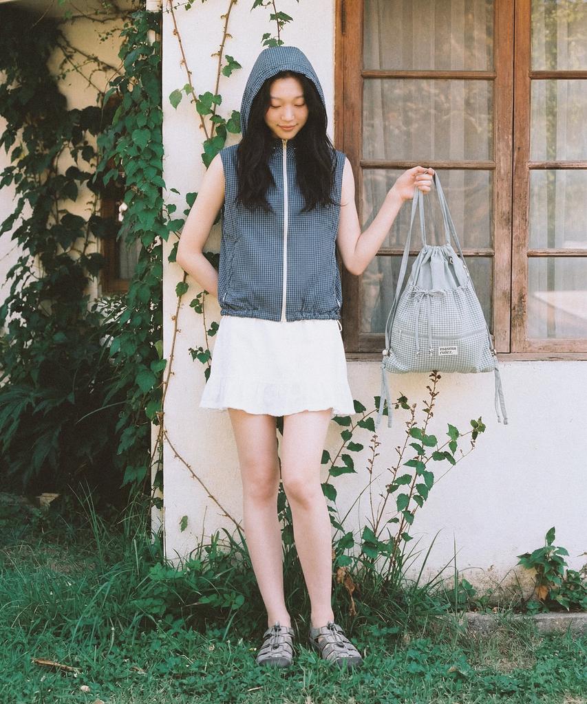 Masmarulez Ribbon Gym Sack_Check Fog Blue