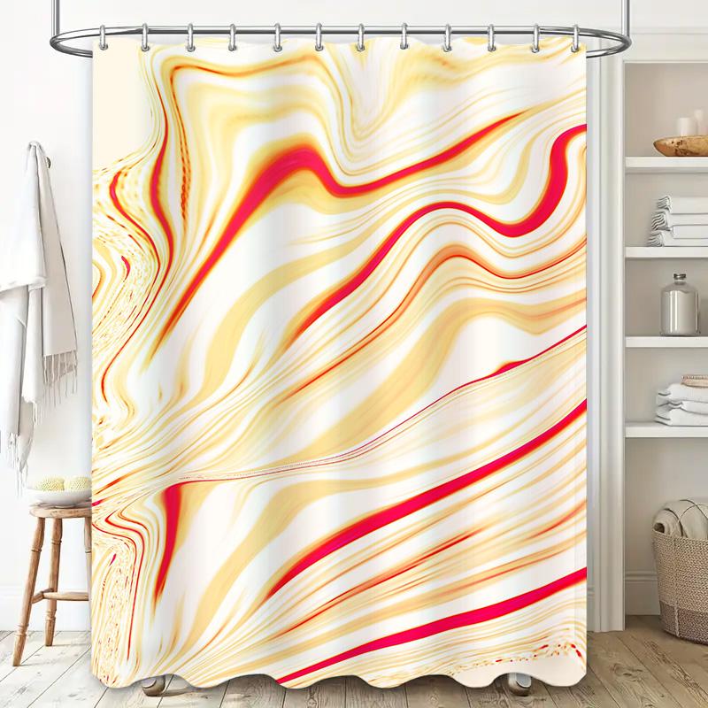 Luxury Striped Shower Curtain White Red Cream Print Pattern Bath Decoration Waterproof Fabric Shower Panels for Home Bathroom De