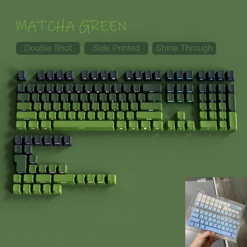 Xiaomi New 133 Keys Gradient Green Shine Through Keycaps Side Printed PBT Keycap Cherry Profile Double Shot for Mechanical Keyboards