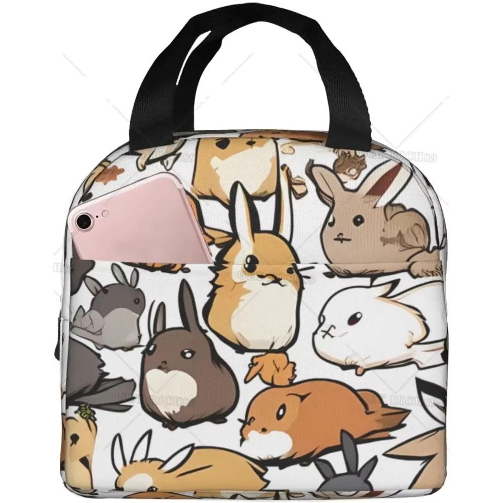 Desene animate la modă Chronst Un grup de iepuri Genți de prânz, Cutie de prânz reutilizabilă cu animale pentru femei bărbați Geantă de prânz pentru facultate muncă