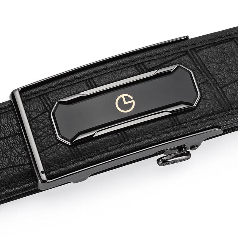 Goldlion Men's Belt, Deerhide Leather, Automatic Buckle, Earth Buckle, Inner Buckle, Waist Belt, Wooden Gift Box, Birthday Gift