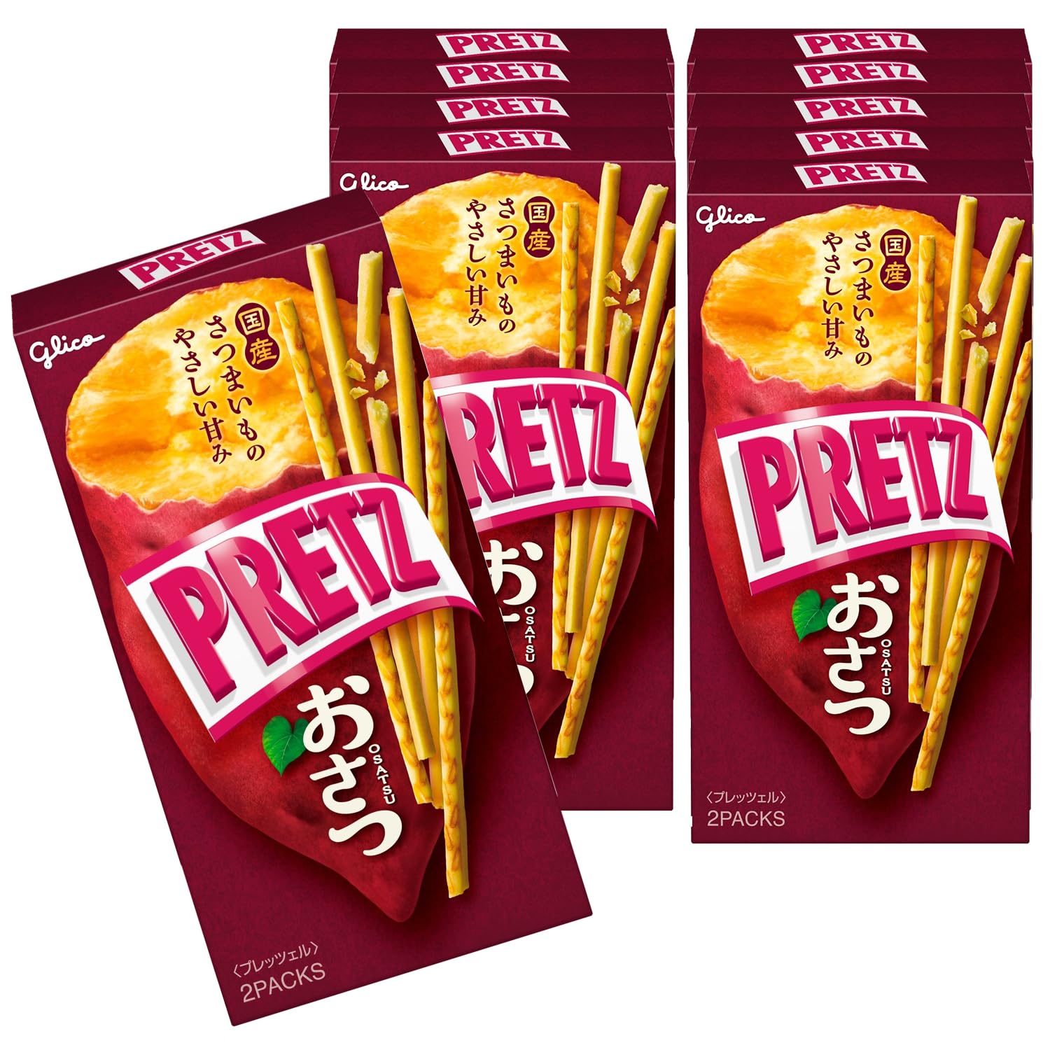 

Pretz Sweet Potato Flavor 62g x 10 packs Snack Pretzels Made with Japanese Sweet Potatoes Ezaki Glico - -