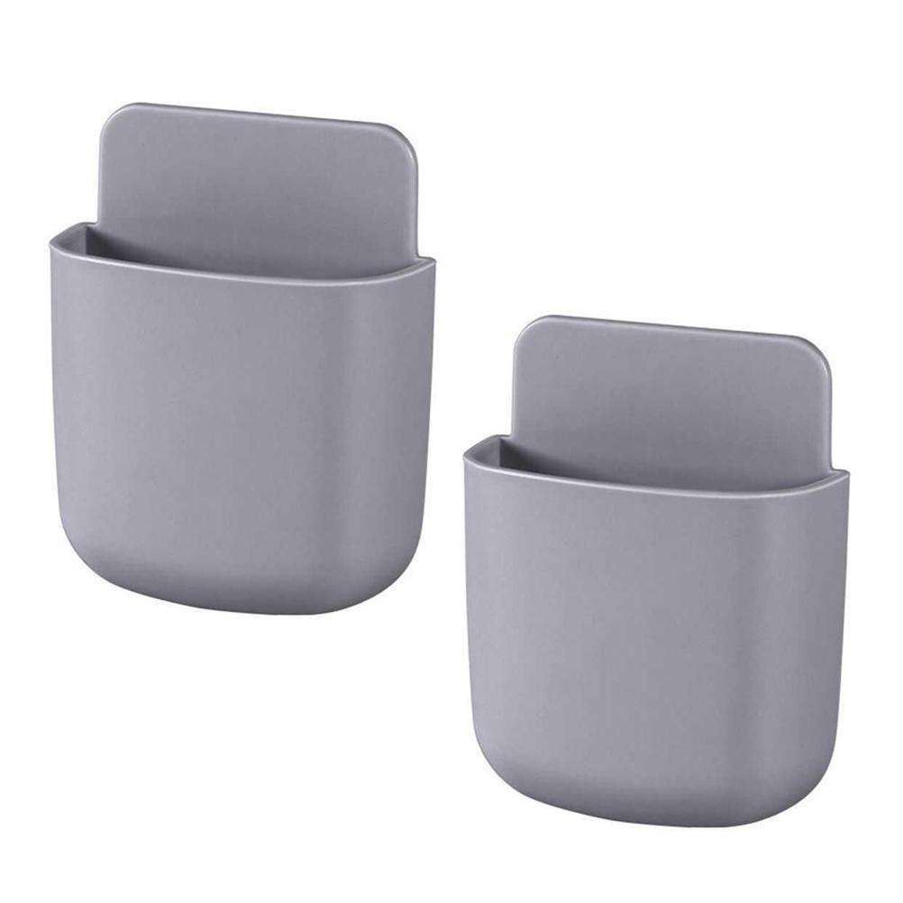 2PCS TV Remote Holder Portable Space Saving Wall Mounted TV Air Conditioner Remote Storage Box Grey Color