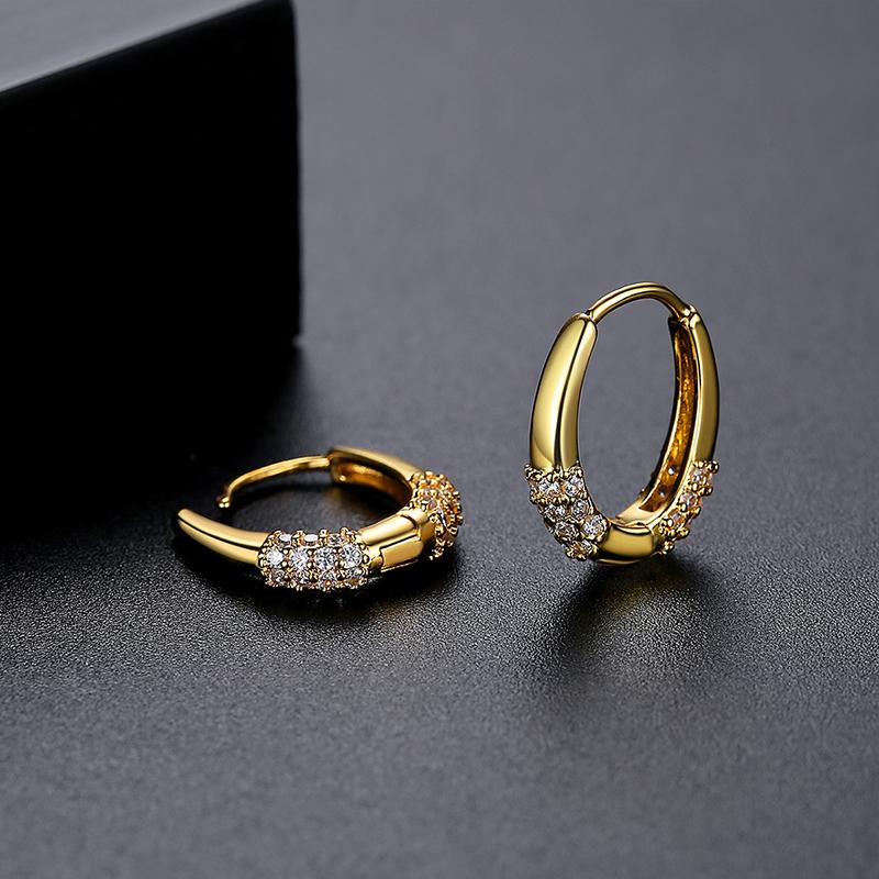 LUOTEEMI Jewelry 18K Gold Plated Pave Dainty Statement Pave Cubic Zirconia CZ Crystals Huggie Hoop Earrings