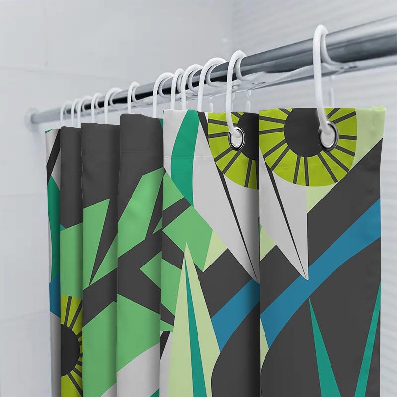 Geometric Abstract Shower Curtain Modern Art Washable Bathroom Decor Set Waterproof Liner