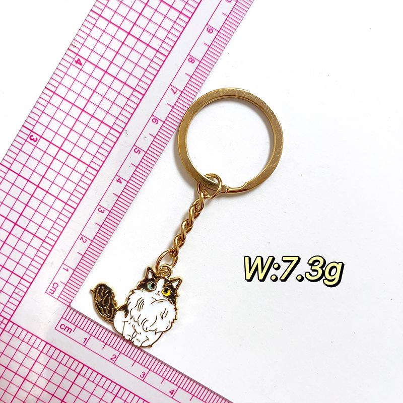 Charming Persian Cat Keychain: Lively Black and White Alloy Accessory for DIY Jewelry and Gifts