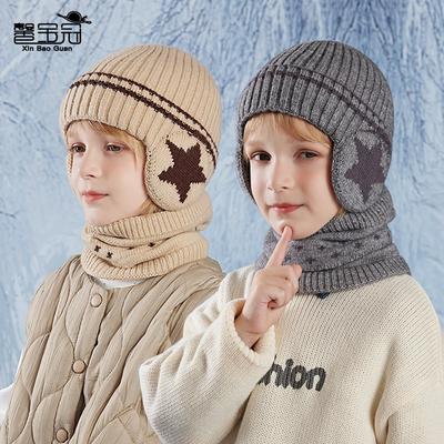 Children's Hats, Scarves, Winter Velvet, Warm Ears, Cold-proof Knitted Wool Hats, Male and Female Baby Pullover Hats