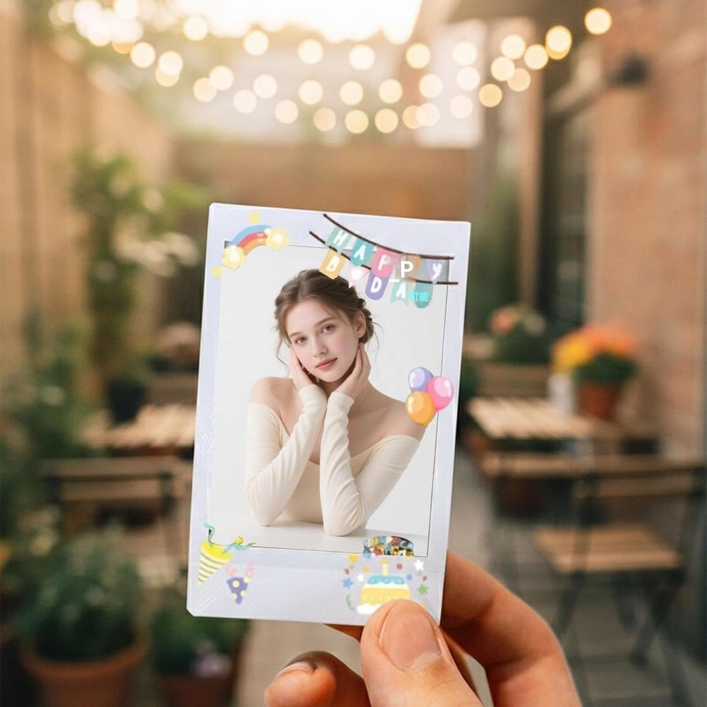 Fotorahmen-Aufkleber für Fujifilm Instax Mini Sofortbildkamera Film Niedliche DIY Cartoon-Aufkleber Perfekt für Scrapbook und Fotorahmen Dekoration Set von 4