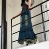 Asymmetrical Hem Denim Skirt Women Long Fringe  Skirts Trendy Outfit Clothes
