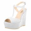 Fashion Women's Open Toe Sandals High Wedge Sexy Club Heel Shoes Wedding Shoes Women Sandals 195-2VE