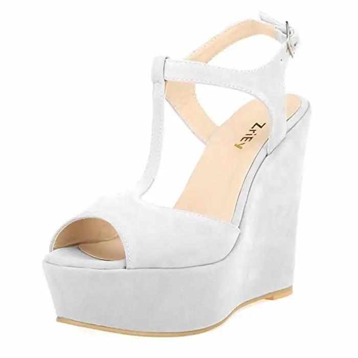 Fashion Women's Open Toe Sandals High Wedge Sexy Club Heel Shoes Wedding Shoes Women Sandals 195-2VE
