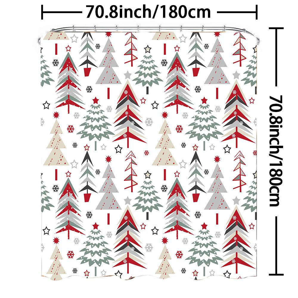 1Pc Waterproof Shower Curtain With Hooks Christmas Snow Scene Bathtub Curtain Soft Floor Rugs Non-Slip Bath Mat Bathroom Decor