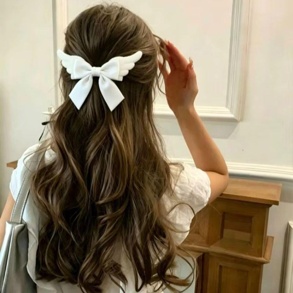Spicy Girl Satin Bow Hairpin Y2K Hair Barrettes Lovely Cute Duckbill Clip  Girls