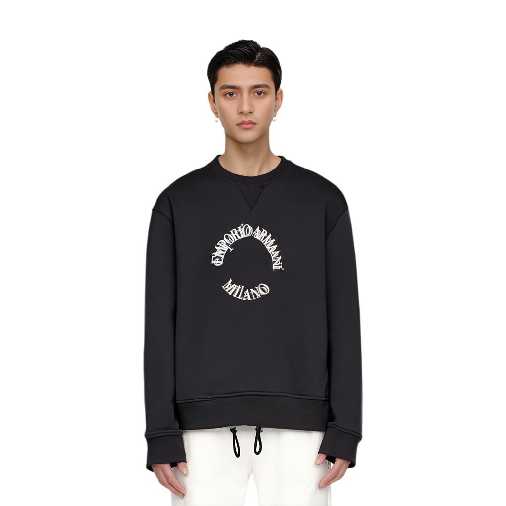Emporio Armani Sweatshirts Men's Black Crew Neck Thickened Regular 6L1MC3-1JQNZ-0031