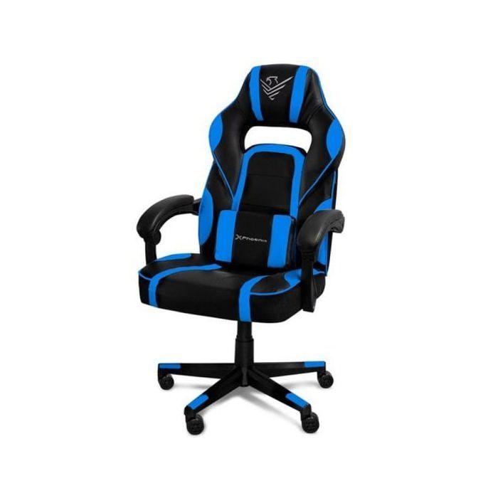 Silla Gaming - PHOENIX - Trophy - Noir/Bleu - Réglable en hauteur - Tela acolchada renforcée
