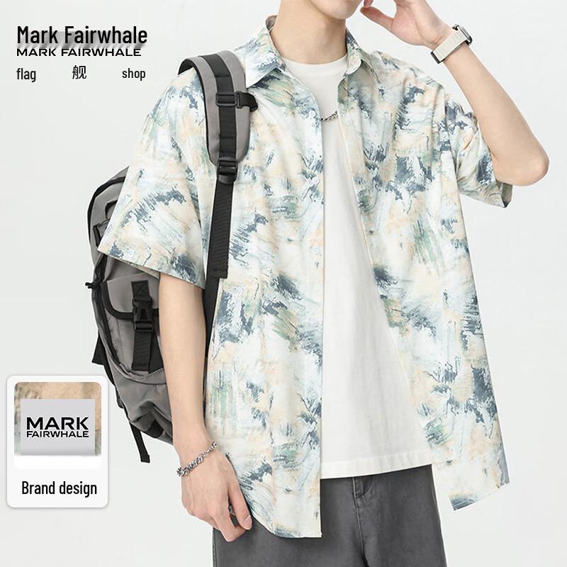 MARK FAIRWHALE Men s Tie-Dye Casual Short Sleeve Shirt 3XL