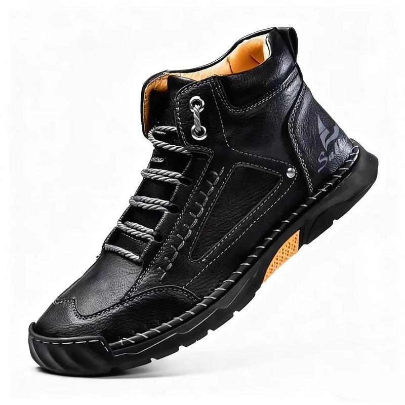 Men's Plus Size Martin Boots - Stylish High-Top Work Shoes for Autumn/Winter, Height-Boosting and Versatile for Outdoor Wear