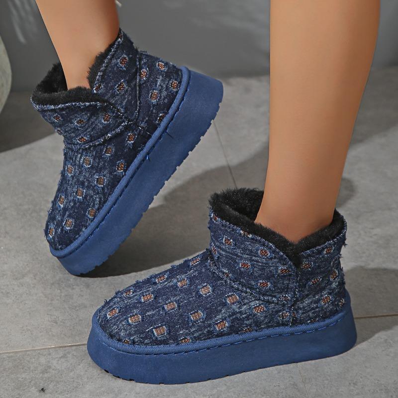 thick-soled snow boots women's winter new fur integrated cotton shoes plush warm cotton boots