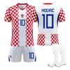 Maillot domicile Coupe du Monde 2026 Croatie N°. 10 Uniformes de Football Modrić pour Enfants et Adultes en Gros