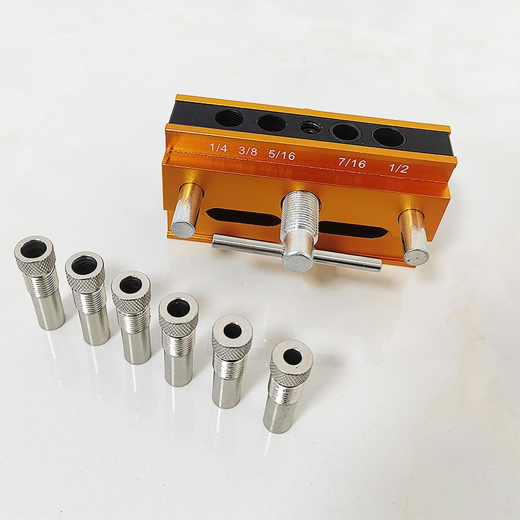 Self Centering Doweling Jig Kits Adjustable Width Dowel Jig Kits for Straight Hole Joiner Set 6 Bushings 3 Size Drill Bits