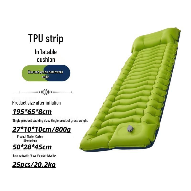 Lightweight TPU Inflatable Camping Mattress with Foot Pump - Portable Outdoor Pad for Hiking and Camping