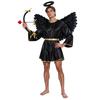 Men Angel Role Play Robe Patchwork Gold Trim Round Neck Batwing Sleeve with Feather Wing Headwear Bow and Arrow Set for Carnival