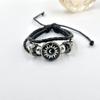 Luminous Sun & Moon Time Gem Unisex Vintage Leather & Beaded Bracelet