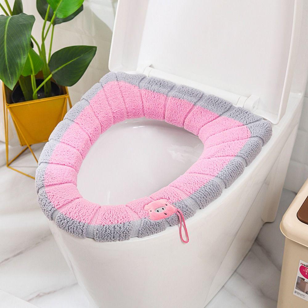 

Thicker Toilet Seat Cover With Handle Closestool Mat Washable Toilet Pad Winter
