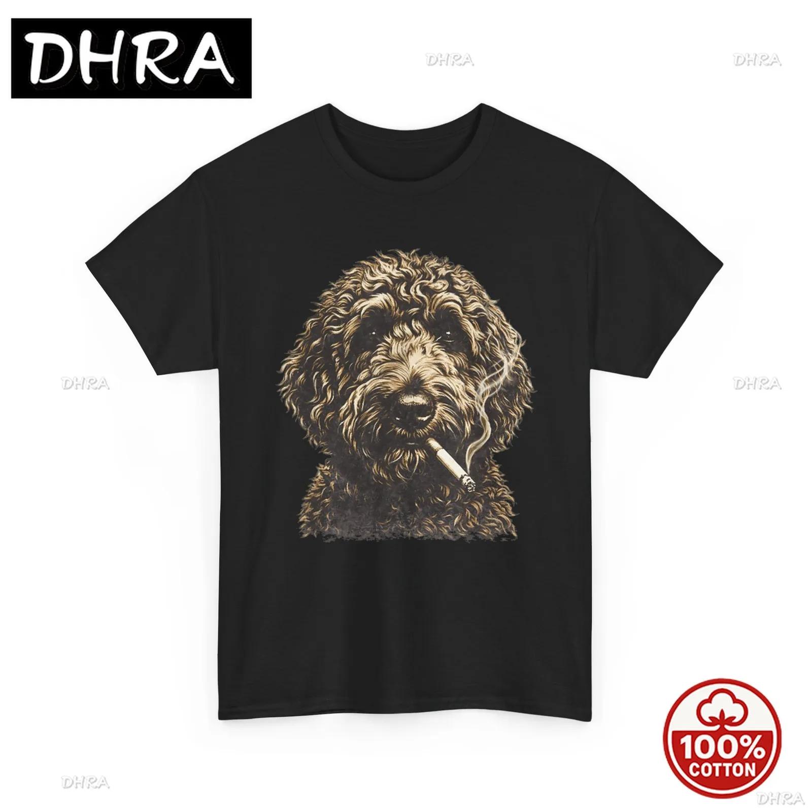 Smoking Goldendoodle Meme Funny Dog TShirt Featuring Creative Design for Female Chill Gothic Soft Grunge Tops Hip Hop Unisex S