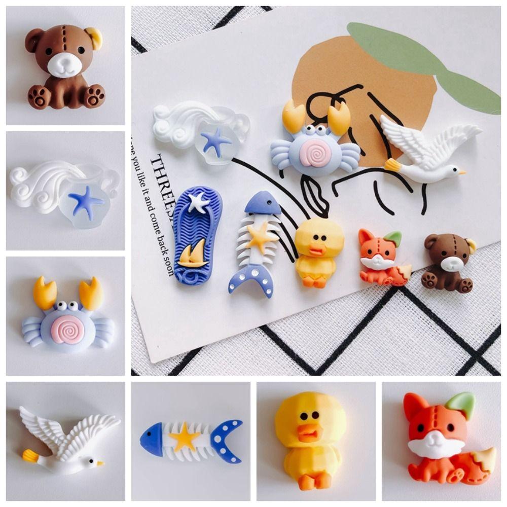 

10 шт., полимерная нашивка с мультяшным крабом, чайкой, уткой, рождественская коллекция