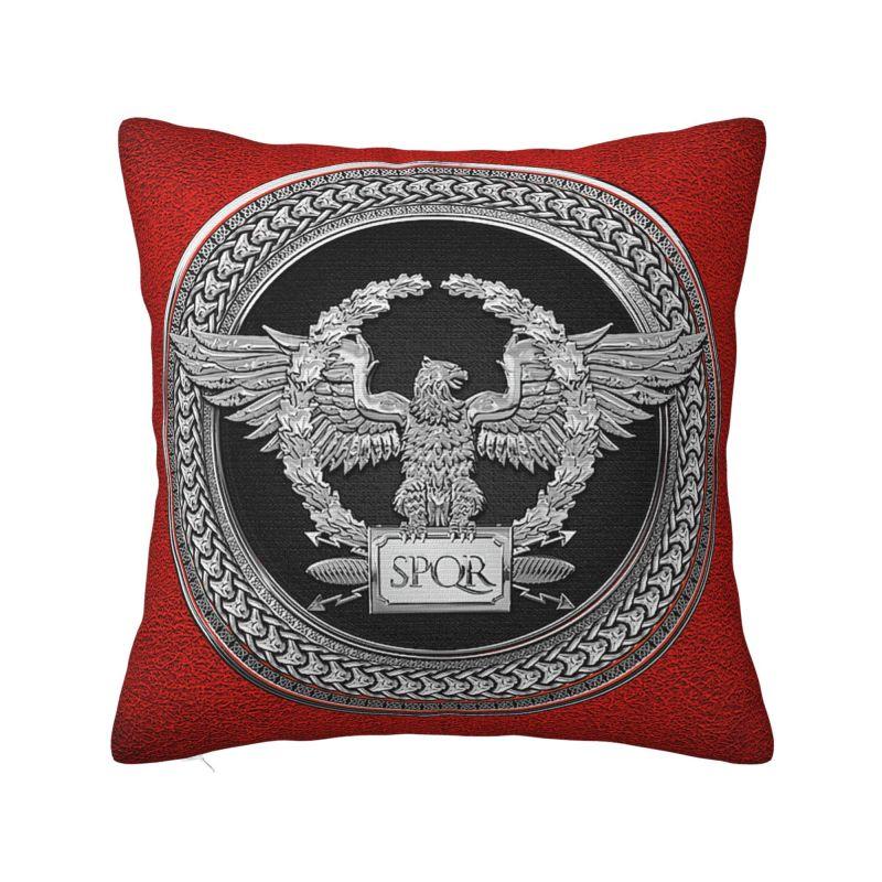 Custom Nordic Gold Roman Imperial Eagle Cushion Cover For Sofa Soft Spqr Medallion Edition Over Black Leather Pillow Case