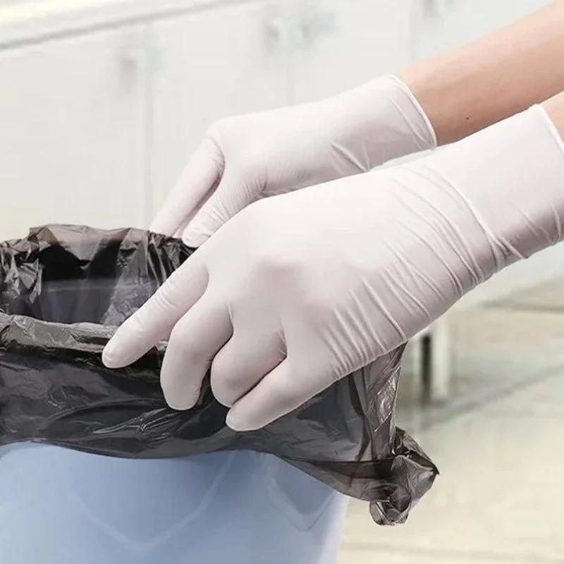 100PCS/1PACK  Disposable White Nitrile Gloves Do Not Contain Latex, Waterproof and Durable, Suitable for Kitchen Food