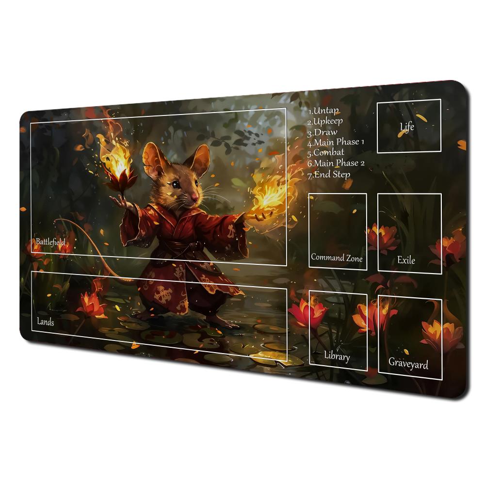Magic Card Playmat Mtg Playmat Rabbit Archer Raccoon Nonslip Stitched Edge Gathering Gaming Mats Tapete Magic Mtg Card Pad