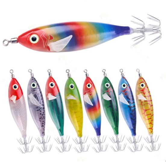 8CM/6G Colorful Fishing Lure with Squid Hook Glow in The Dark Realistic Luminous