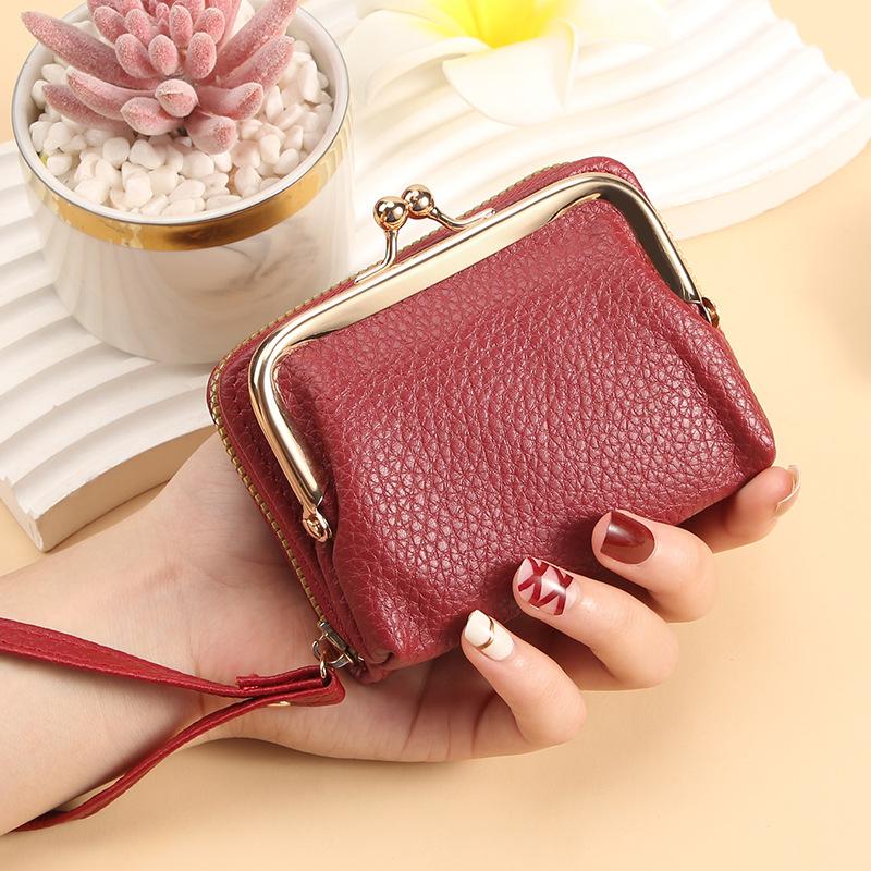 Simple and Fashionable Short Card Bag Soft Women's Zipper Bag Multi-card Wrist Strap Card Bag