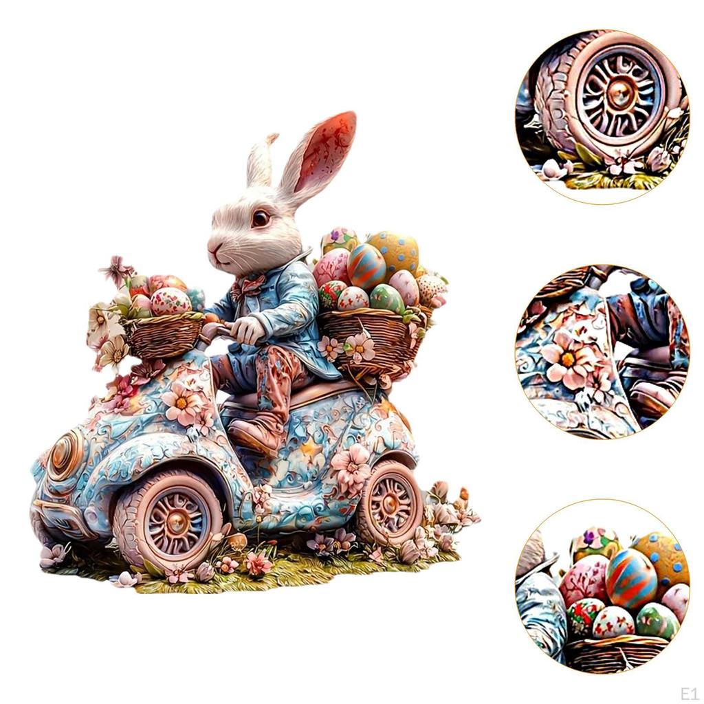 2D Easter Bunny Statue Decoration Crafts Holiday Acrylic Desktop Figurine for Dining Room