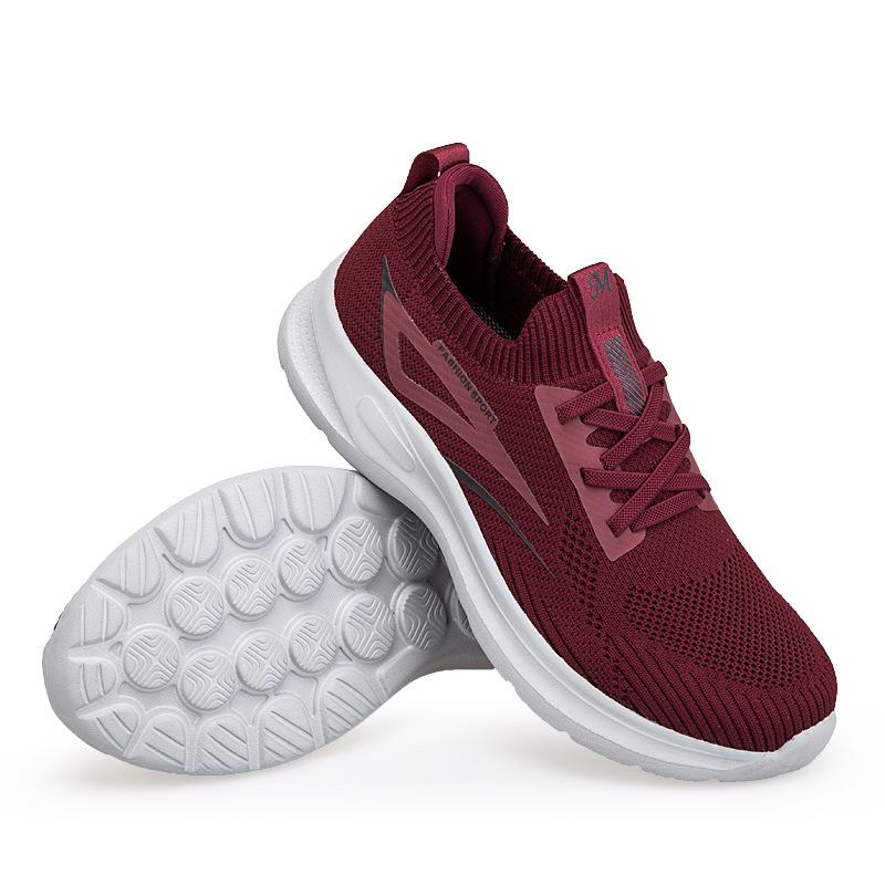 Women's Shoes Wide Instep Casual Walking Shoes Couple Sports Tide Shoes Flying Woven Mesh Breathable Lightweight Mother Shoes Elderly Shoes