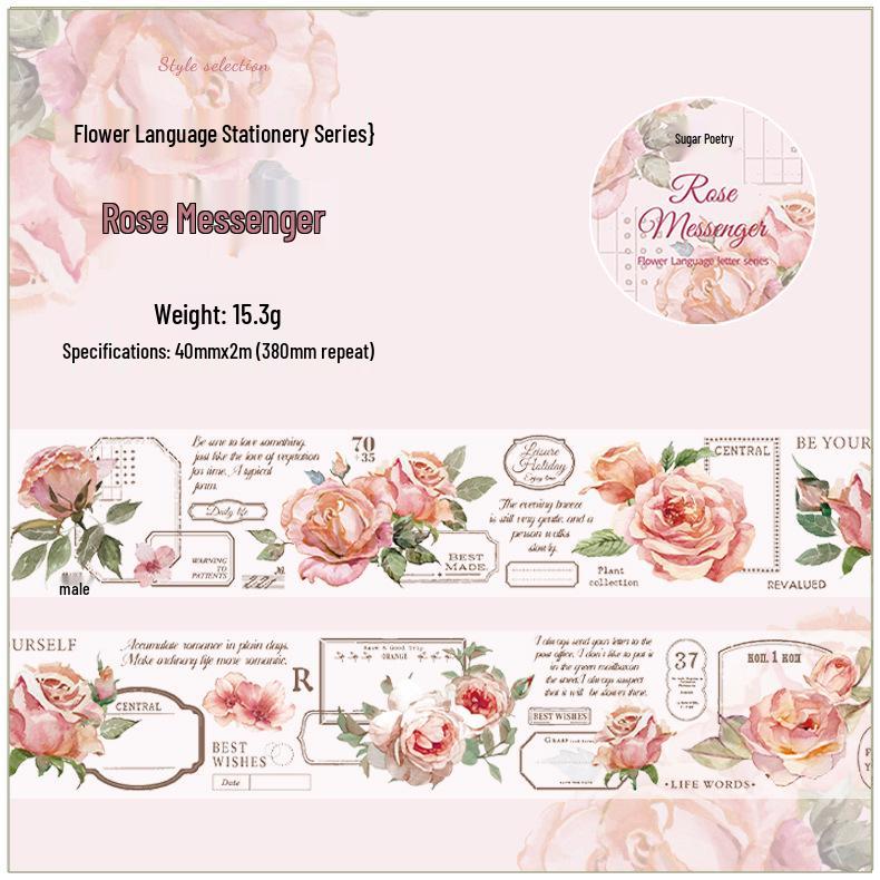 English Floral Collage Stickers: Flower Language Journal Series (6 Styles)