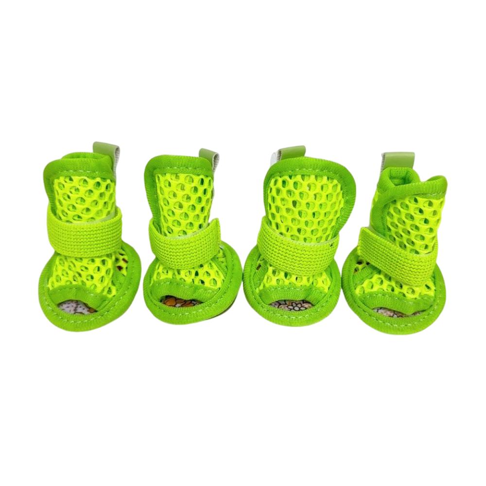 

4Pcs/Set Adjustable Summer Dog Shoes Soft Hollow Puppy Shoes Breathable Pet Sandals Outdoor Hiking 4