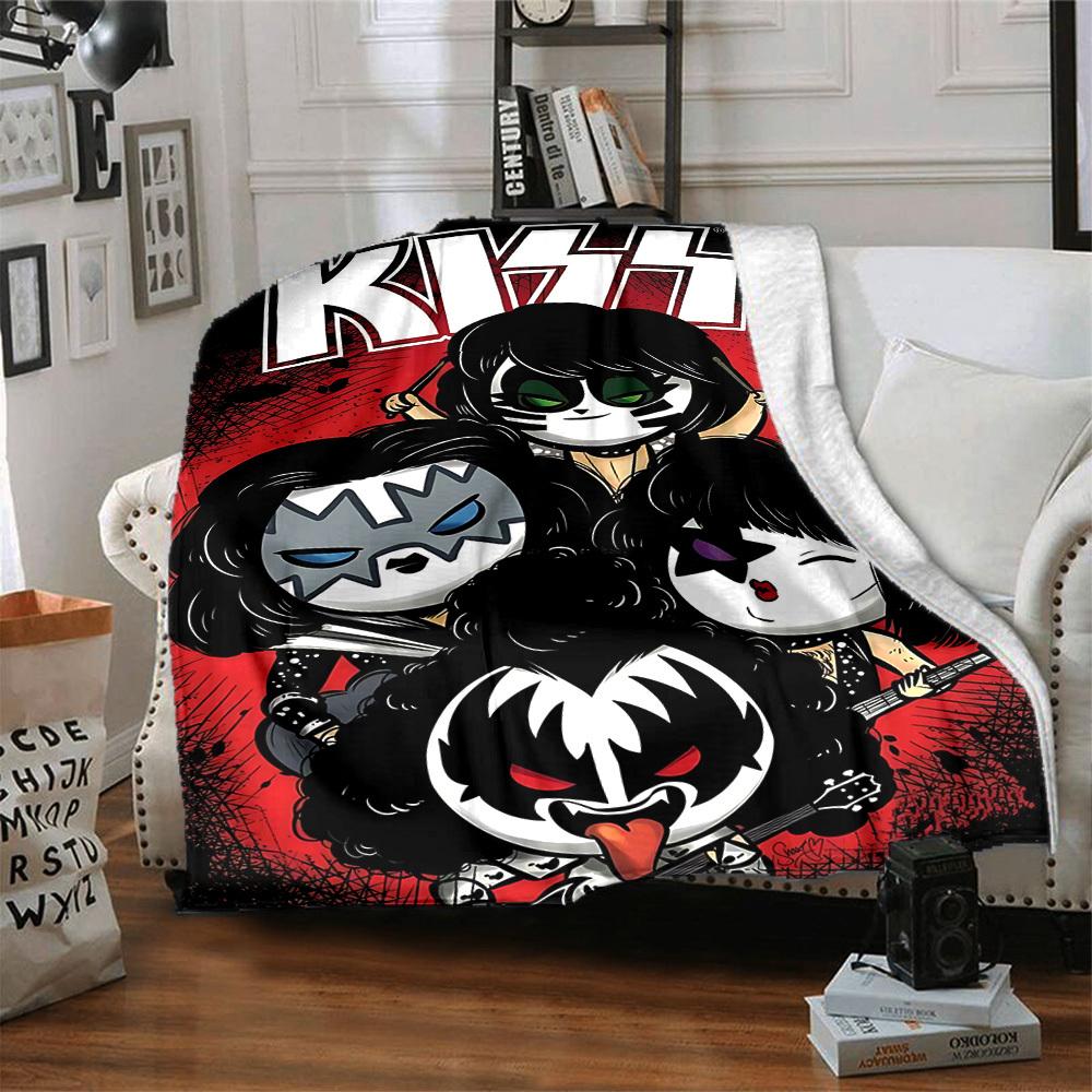 1pc KISS Band Merchandise Blanket Soft All Season Throw with Vibrant Design, Perfect for Home, Travel, and Gifts, Ideal for Naps and Camping