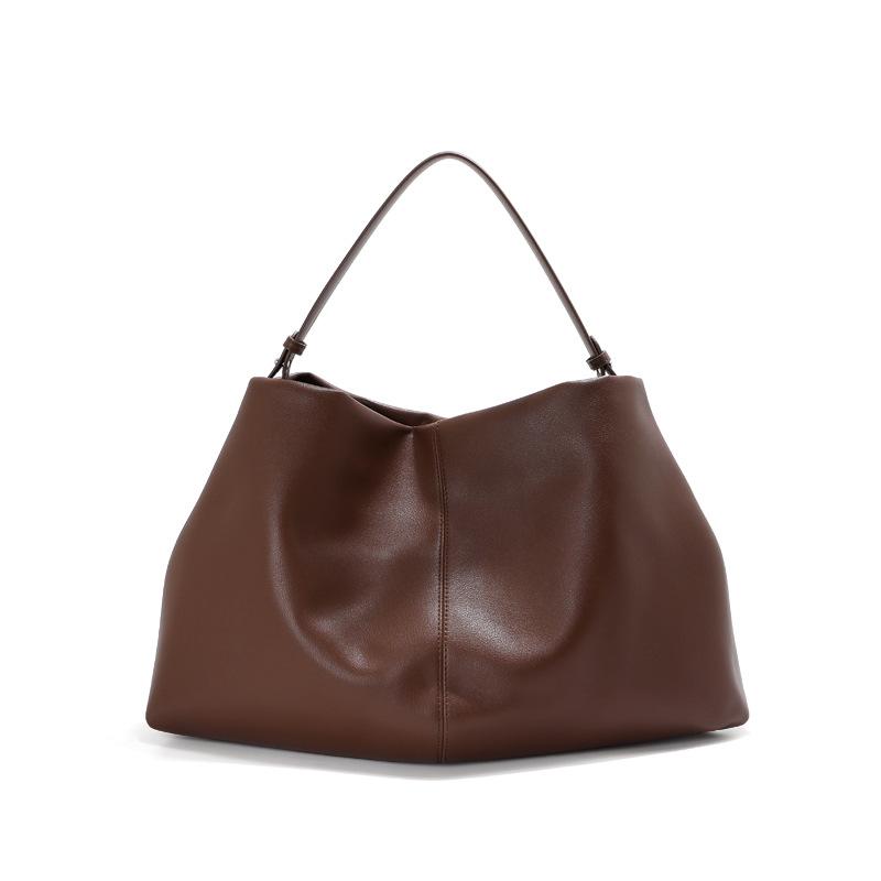 Large Capacity Tote Bag Women's Lazy and Relaxed Cowhide Commuting Leather Underarm Bag Autumn and Winter Soft Leather Shoulder Messenger Bag