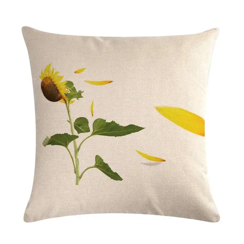 New 45*45Cm Yellow Sunflower Pillowcase Linen Pillowcase Home Sofa Decorative Cushion Cover