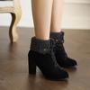 Botins femininos marrom preto salto alto pequeno tamanho grande 47