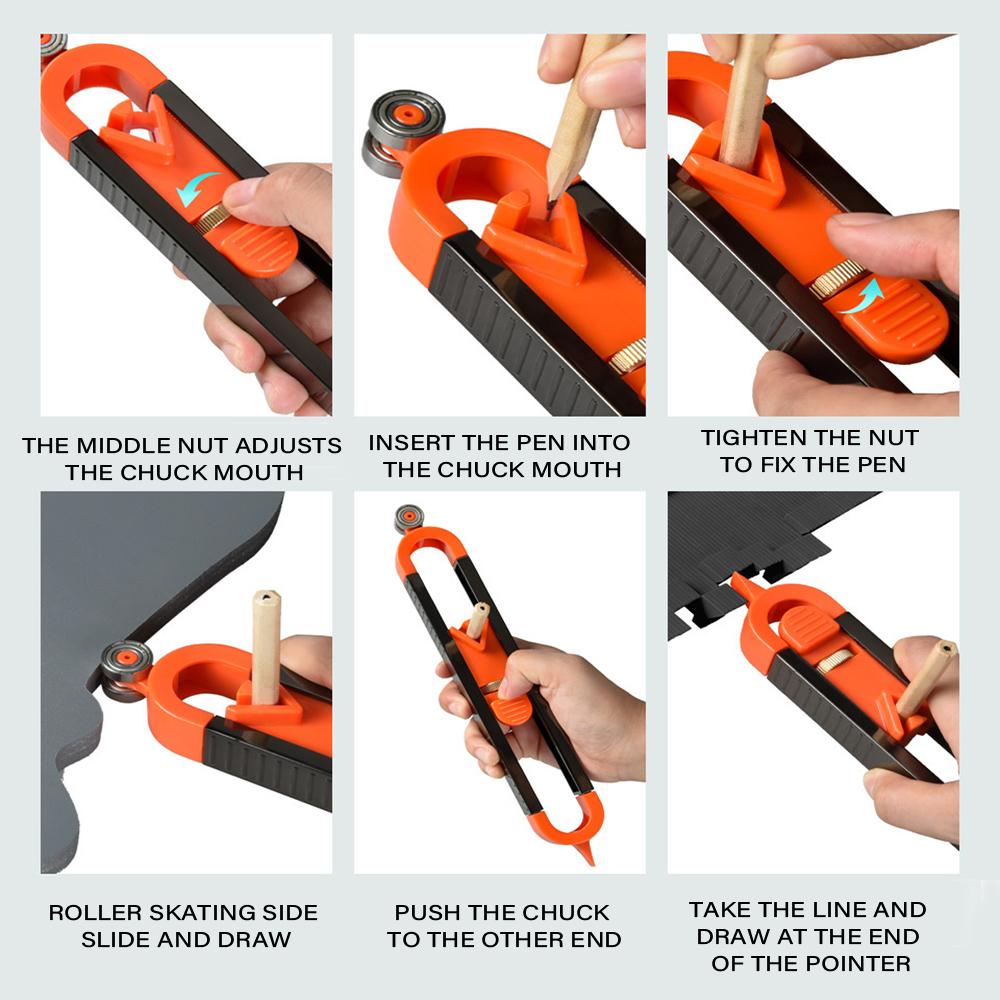 Profil-Anreißlineal, Konturenlehre mit Verriegelung, einstellbare Verriegelung, präzise Messlehre für die Holzbearbeitung, vielseitiges Messwerkzeug