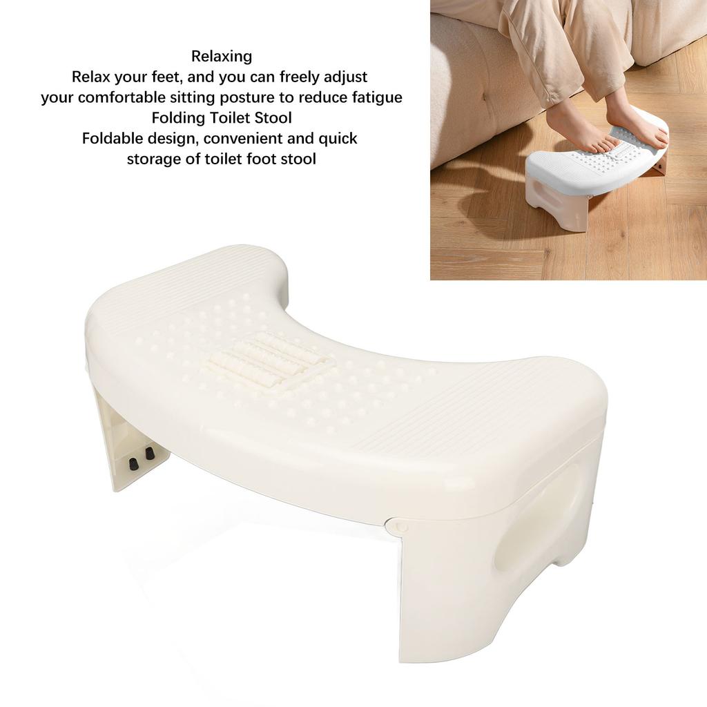 Toilet Stool Foldable Curve U Design Antislip Portable Easy Storage Poop Stool for Batchroom