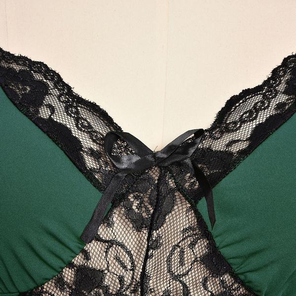 Women's Plus Size Pajamas Deep V Neck Spaghetti Straps Babydoll Thong Lingerie Back Cross Lace Trim Mesh Nightdress