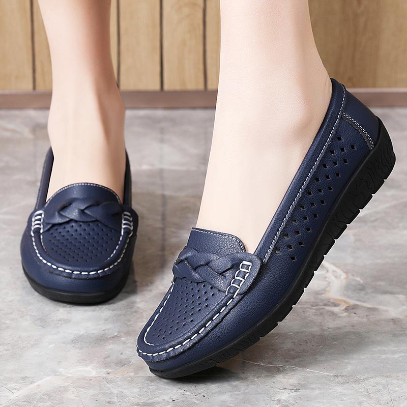 2026 Neue flache Schuhe Unifarbene Mode Leder Damen Flats Runde Spitze Frühling und Herbst Bequeme Arztschuh zapatillas de mujer