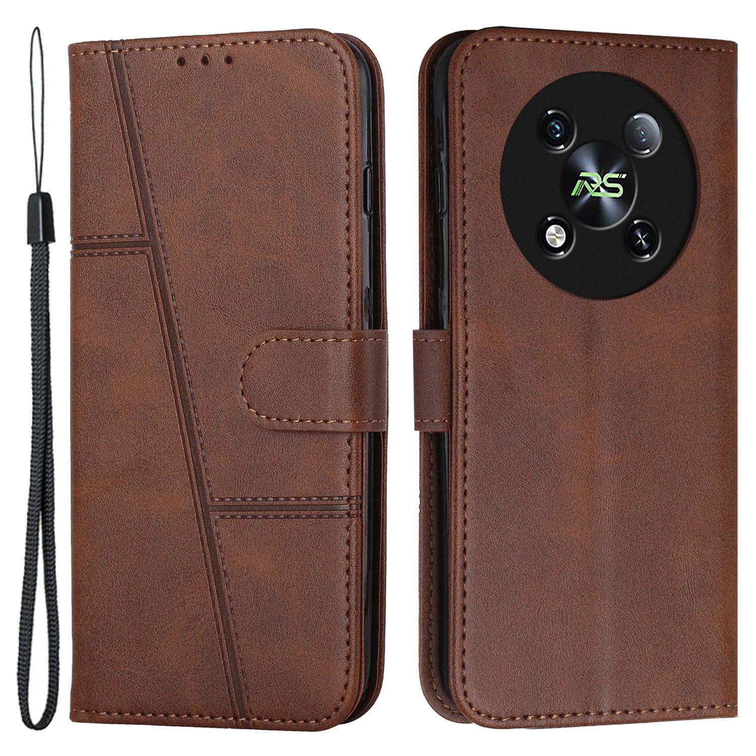 

For itel RS4 4G Phone Case Anti-Scratch PU Leather Stand Wallet Cover Brown